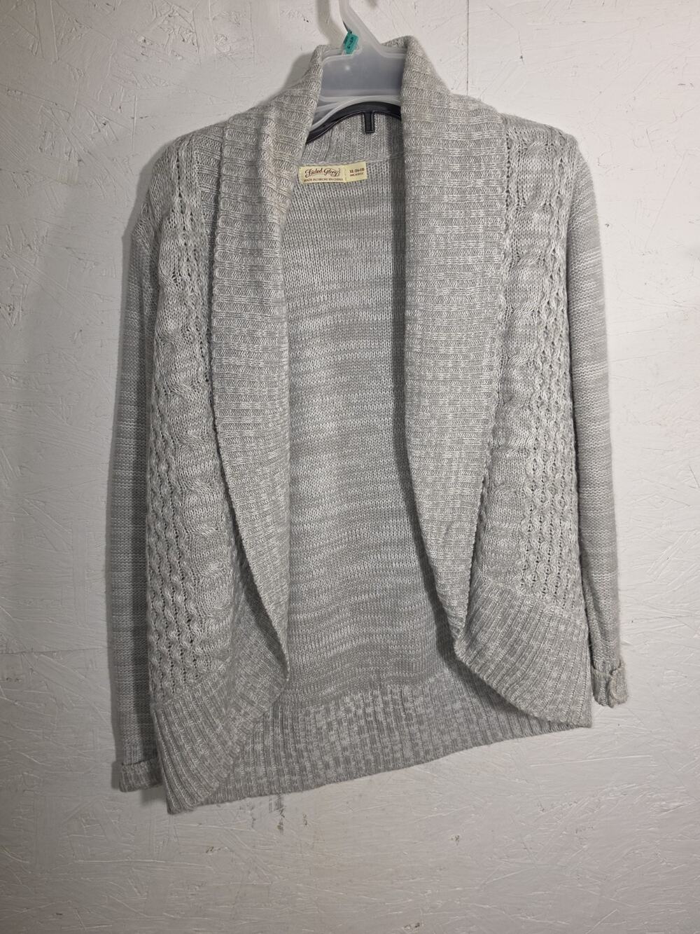 Faded Glory Knit Sweater Gray XL ( 16 - 18 ) Long Open Front